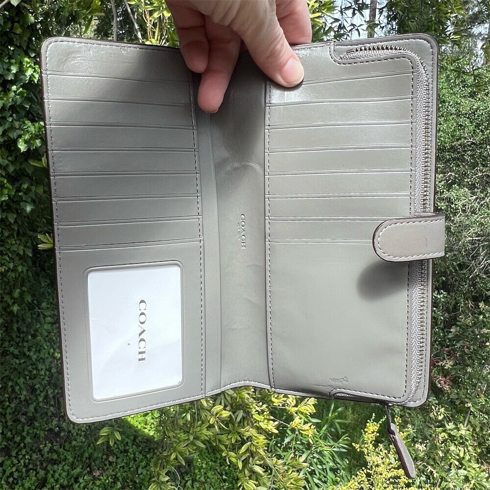 COACH Gray Leather Slim Wallet Credit Card Holder w Silver Hardware AUTHENTIC - Picture 5 of 9